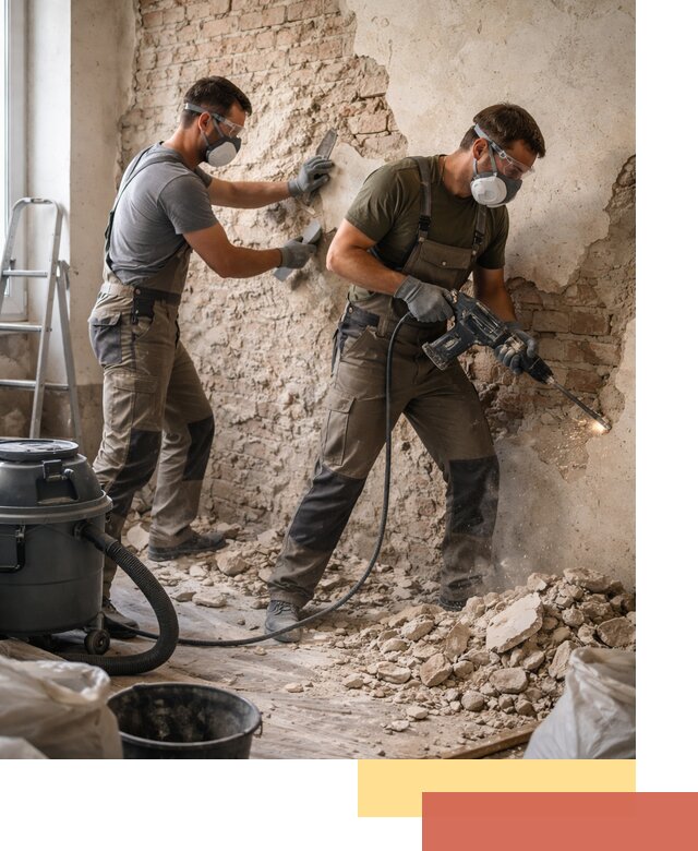 Демонтаж штукатурки со стен в Кисловодске быстро и аккуратно