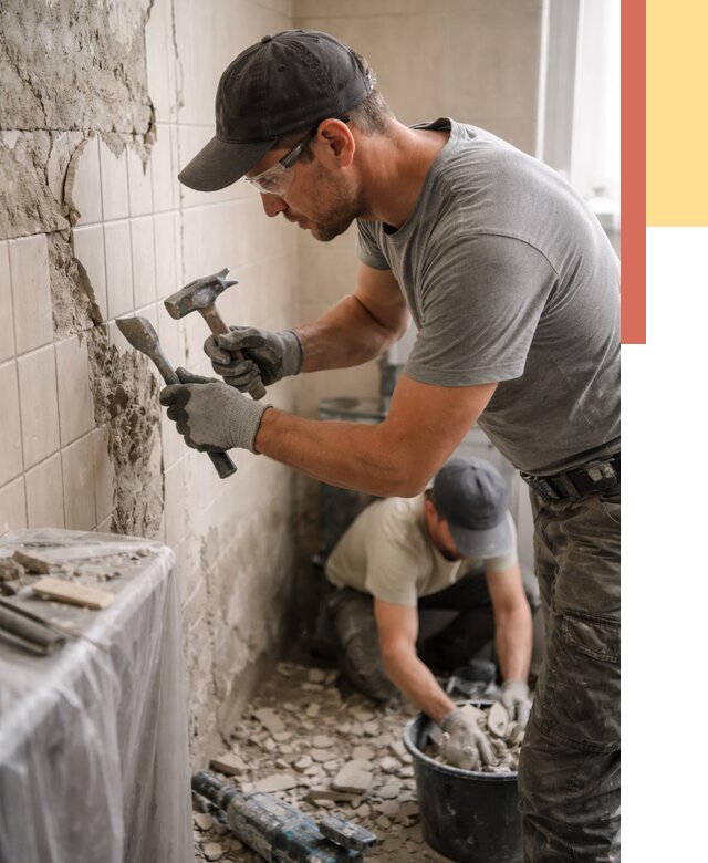 Демонтаж плитки со стен в Кисловодске от 909 руб. — быстро и недорого | ОТДЕЛОЧНИК-Ксл