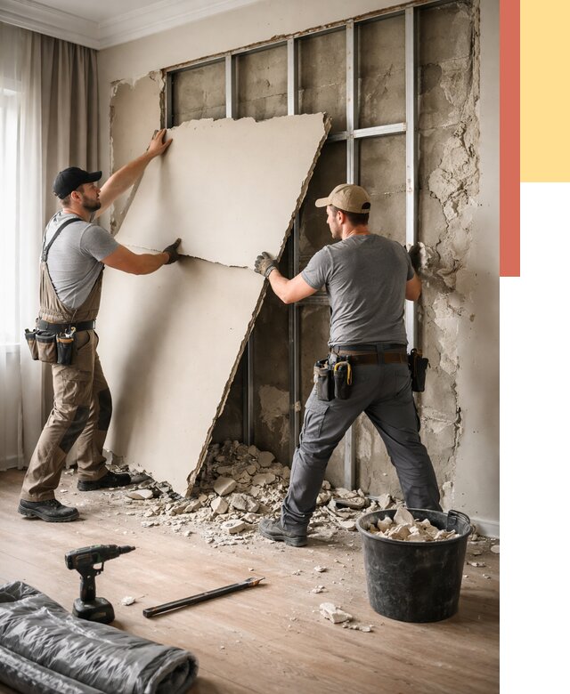 Демонтаж гипсокартона со стен в Кисловодске от 374 руб. — услуги демонтажа | ОТДЕЛОЧНИК-Ксл