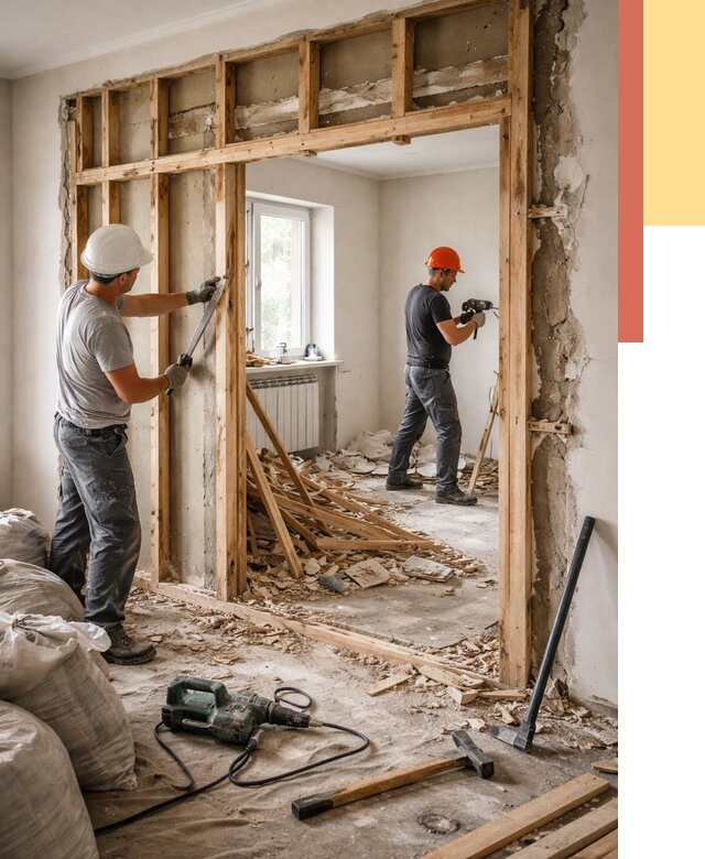 Демонтаж деревянных перегородок в Кисловодске от 3422 руб. — быстро и недорого | ОТДЕЛОЧНИК-Ксл