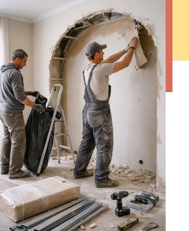 Демонтаж арки из гипсокартона в Кисловодске от 3743 руб. — услуги под ключ | ОТДЕЛОЧНИК-Ксл