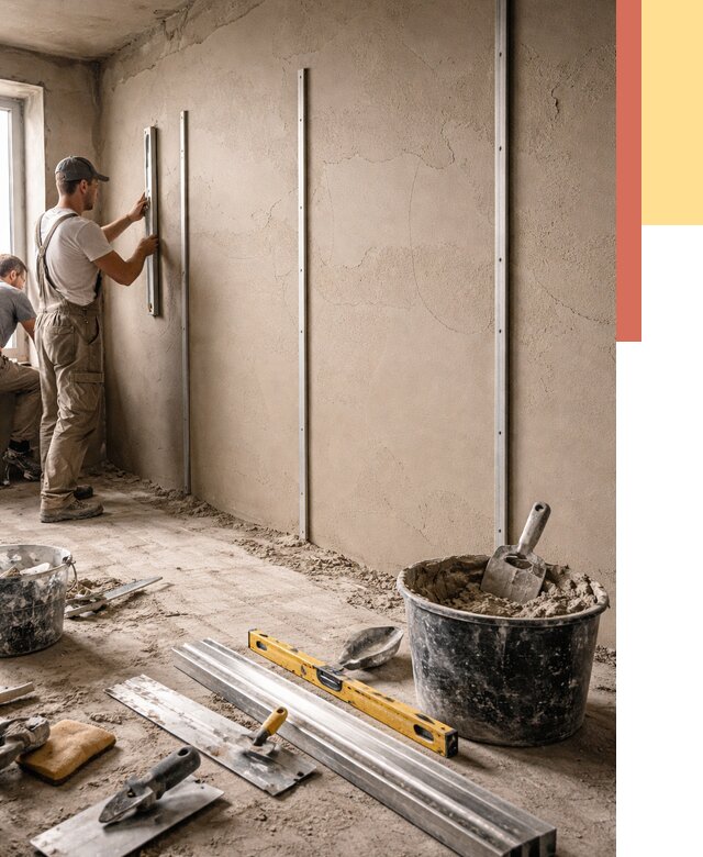 Штукатурка стен по маякам в Кисловодске от 5882 руб./м² — выравнивание под ключ | ОТДЕЛОЧНИК-Ксл