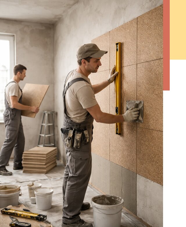 Монтаж пробковых панелей на стены в Кисловодске от 3743 руб. — ОТДЕЛОЧНИК-Ксл