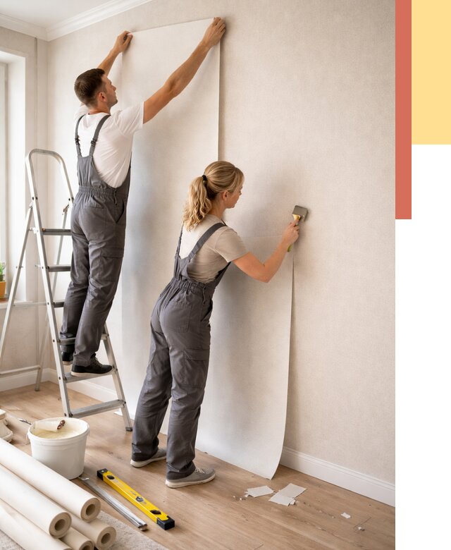 Поклейка флизелиновых обоев в Кисловодске от 6416 руб. | Быстро и недорого — ОТДЕЛОЧНИК-Ксл