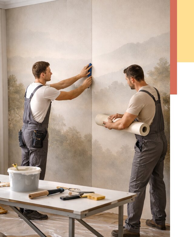 Поклейка фотообоев в Кисловодске от 9090 руб/м² — быстро и недорого | ОТДЕЛОЧНИК-Ксл