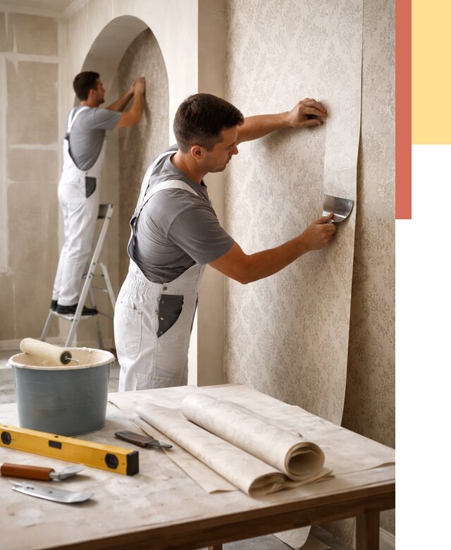 Поклейка обоев на сложные стены в Кисловодске от 2994 руб. под ключ | ОТДЕЛОЧНИК-Ксл