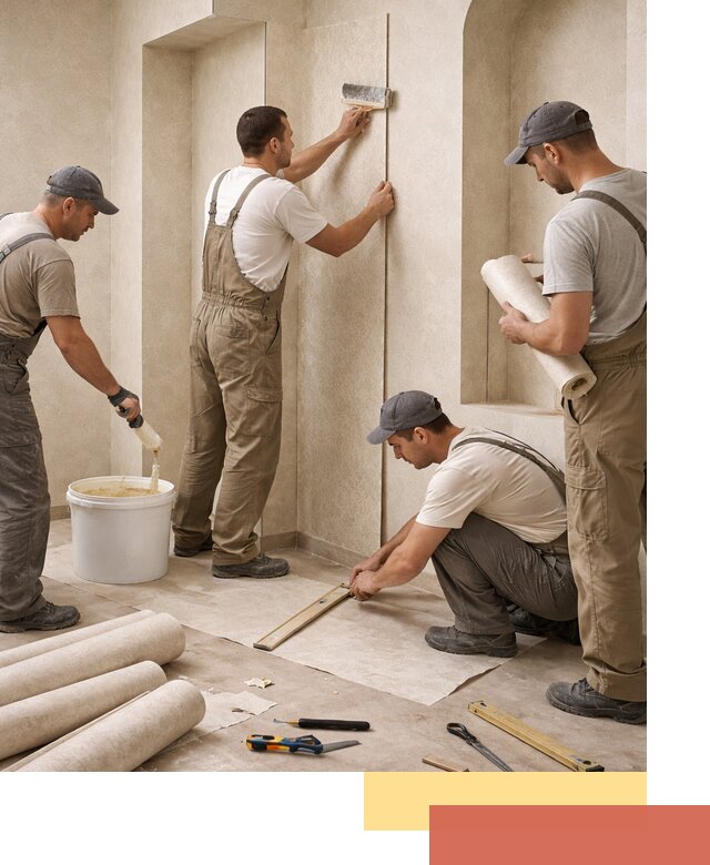 Поклейка обоев на сложные стены и неровные поверхности в Кисловодске