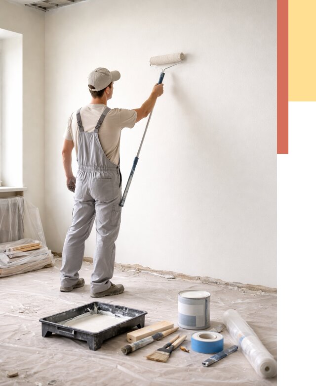 Покраска стен водоэмульсионной краской в Кисловодске от 481 руб. за м² | ОТДЕЛОЧНИК-Ксл