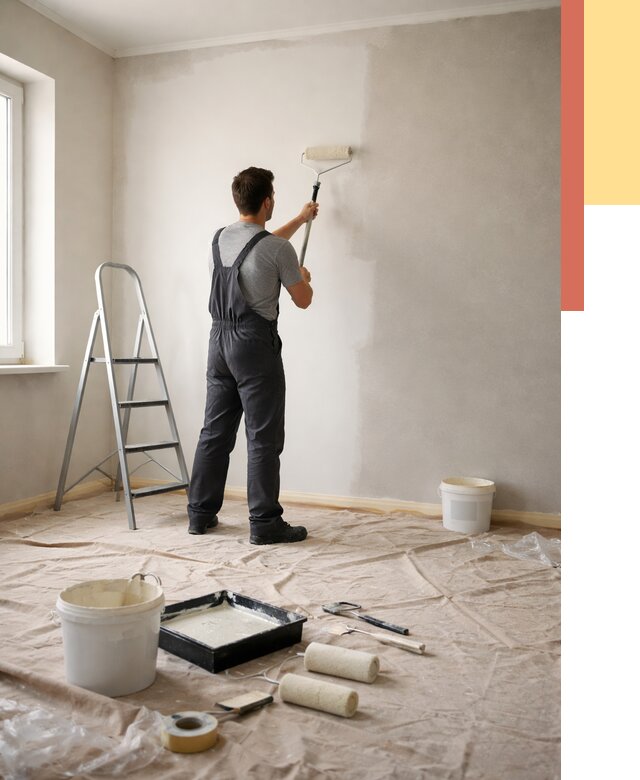 Покраска стен моющейся краской в Кисловодске от 374 руб./м² — быстро и недорого | ОТДЕЛОЧНИК-Ксл