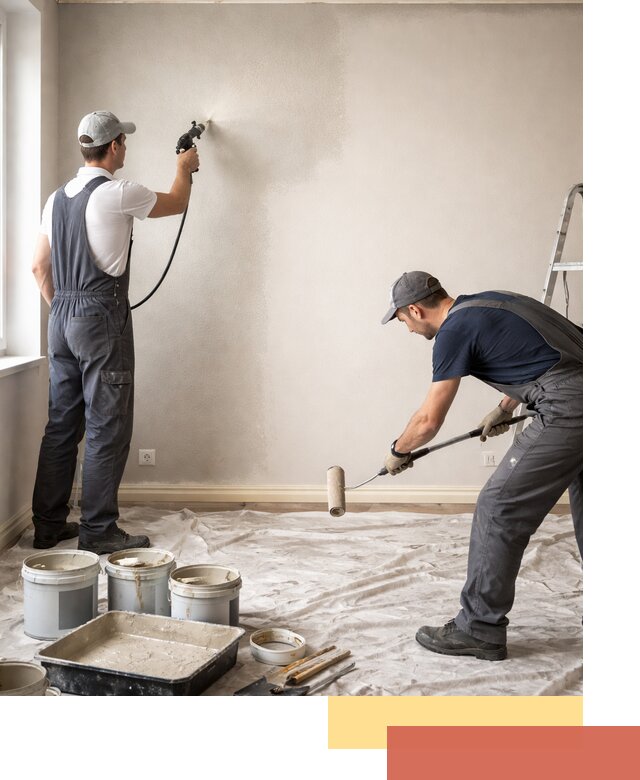 Покраска стен моющейся краской и защита поверхностей в Кисловодске