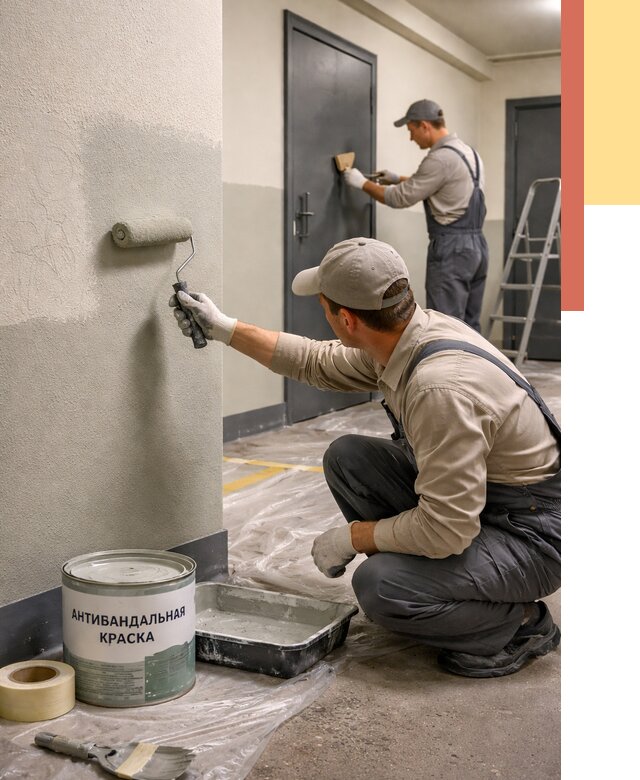 Покраска стен антивандальной краской в Кисловодске от 4812 руб./м² под ключ | ОТДЕЛОЧНИК-Ксл