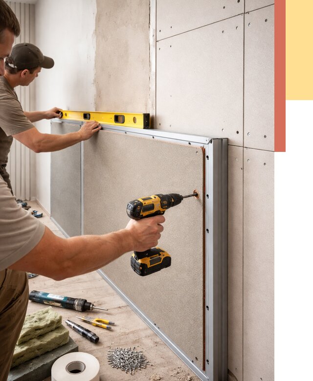 Шумоизоляция стен панелями ЗИПС в Кисловодске от 2353 руб./м² под ключ | ОТДЕЛОЧНИК-Ксл