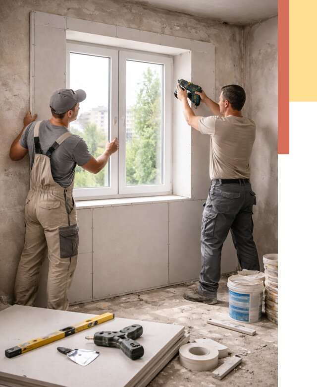 Монтаж откосов из гипсокартона в Кисловодске от 4812 руб. под ключ | ОТДЕЛОЧНИК-Ксл