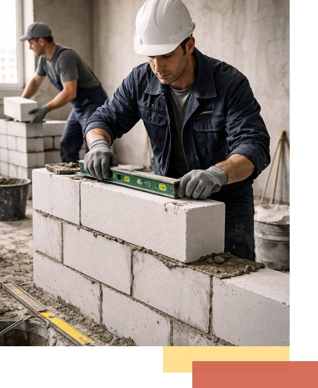 Кладка перегородок из пеноблока под ключ в Кисловодске