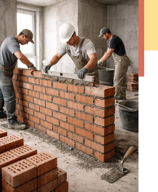 Кладка перегородок из кирпича в Кисловодске от 3743 руб. за м² | ОТДЕЛОЧНИК-Ксл