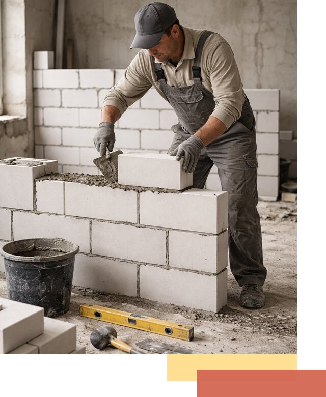 Кладка перегородок из силикатного блока в Кисловодске