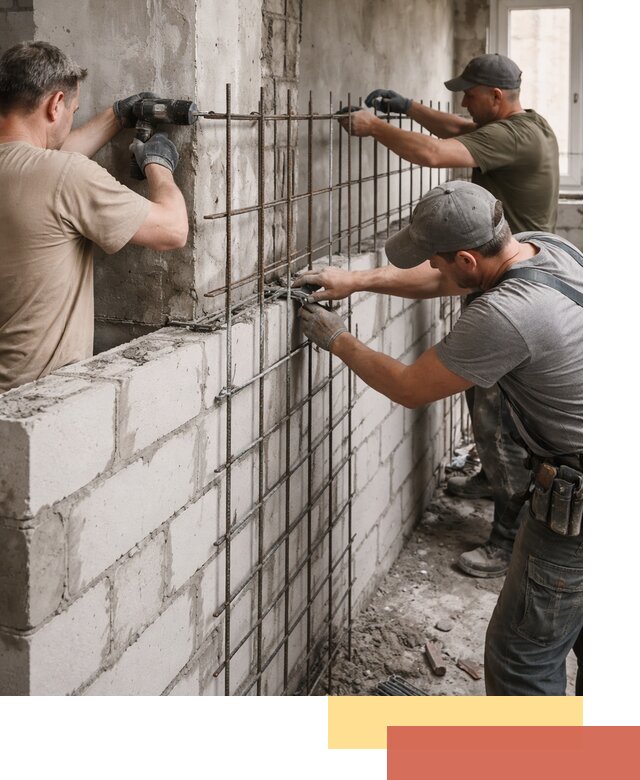Армирование кладки перегородок в Кисловодске профессионально и надёжно