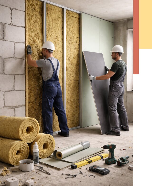 Шумоизоляция перегородок из блоков в Кисловодске от 1978 руб./м² — быстро и недорого | ОТДЕЛОЧНИК-Ксл