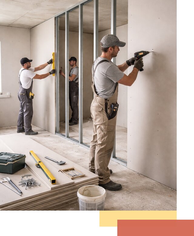 Однослойная перегородка из гипсокартона в Кисловодске под ключ, монтаж и отделка