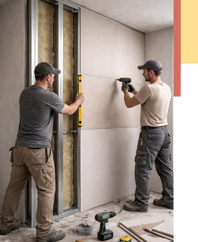 Монтаж двухслойной перегородки из гипсокартона в Кисловодске от 1551 руб. | ОТДЕЛОЧНИК-Ксл