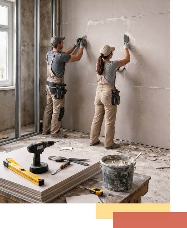 Монтаж двухслойной перегородки из гипсокартона в Кисловодске