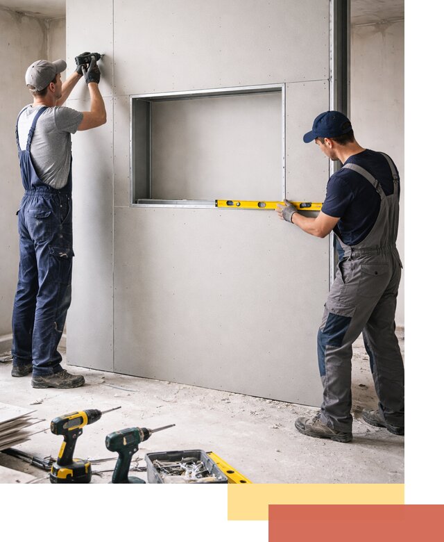 Перегородка из гипсокартона с нишей под декор в Кисловодске