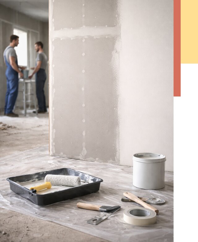 Покраска перегородок из гипсокартона в Кисловодске от 4812 руб. под ключ | ОТДЕЛОЧНИК-Ксл