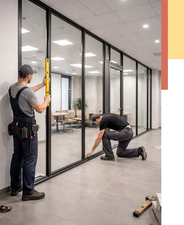 Каркасные стеклянные перегородки в Кисловодске под ключ от 9838 руб. | ОТДЕЛОЧНИК-Ксл