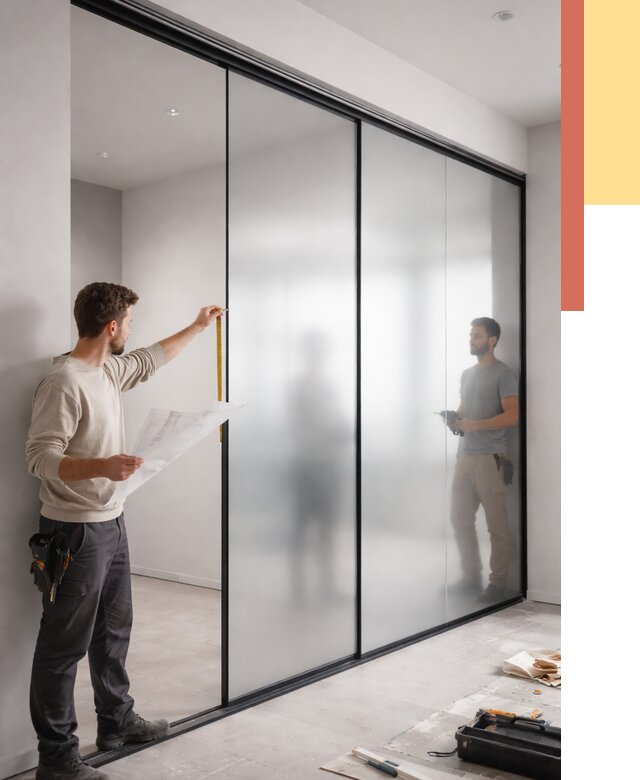 Матовые стеклянные перегородки в Кисловодске от 9090 руб. — монтаж и установка | ОТДЕЛОЧНИК-Ксл