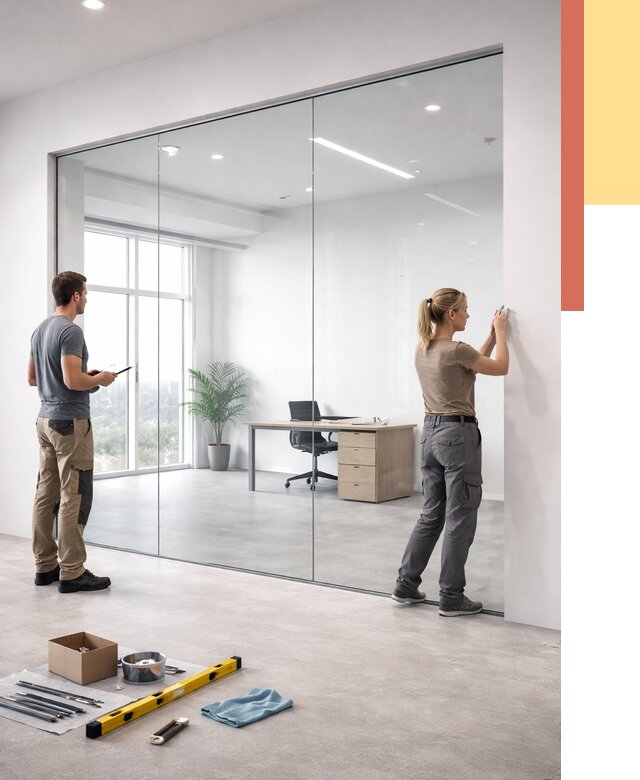 Перегородки из закаленного стекла в Кисловодске от 10159 руб. под ключ | ОТДЕЛОЧНИК-Ксл