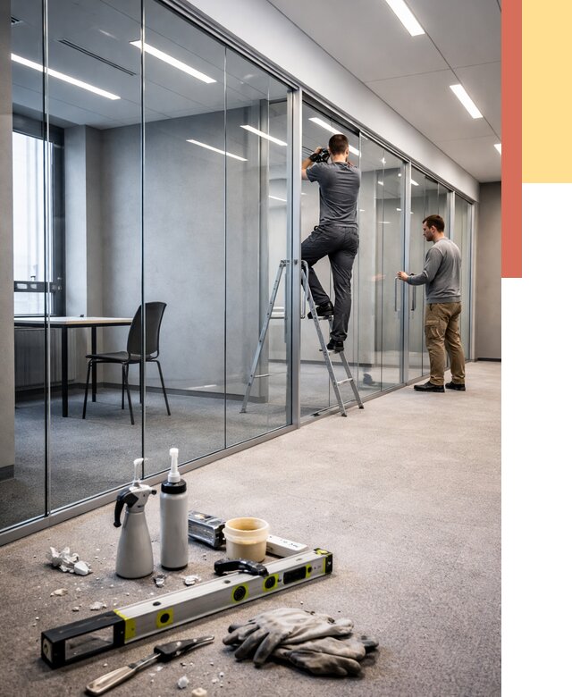 Стеклянные офисные перегородки в Кисловодске от 9090 руб. — монтаж и установка | ОТДЕЛОЧНИК-Ксл