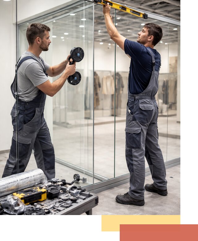 Стеклянные перегородки для магазинов в Кисловодске — монтаж и установка