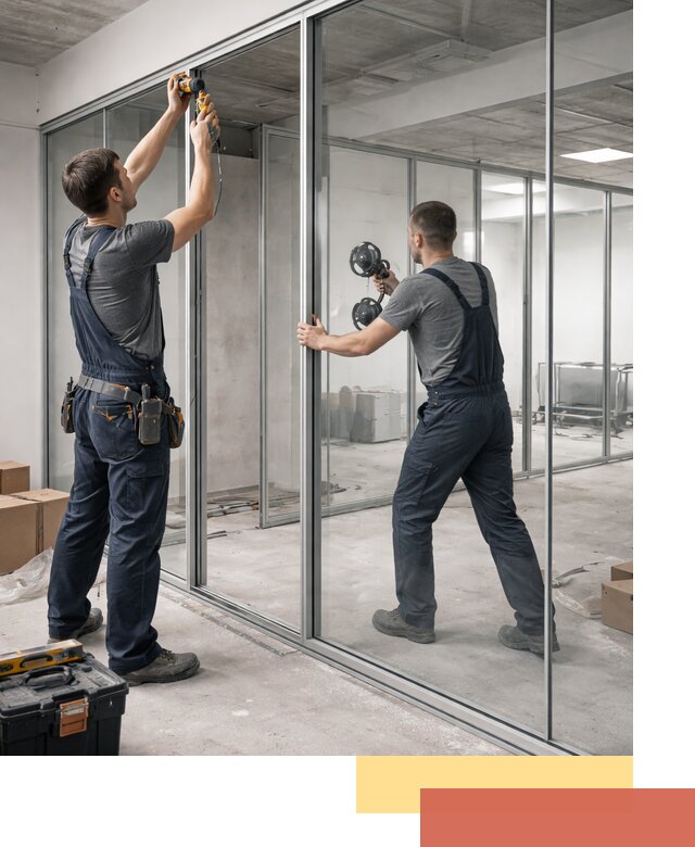 Алюминиевые перегородки со стеклом в Кисловодске — изготовление и монтаж