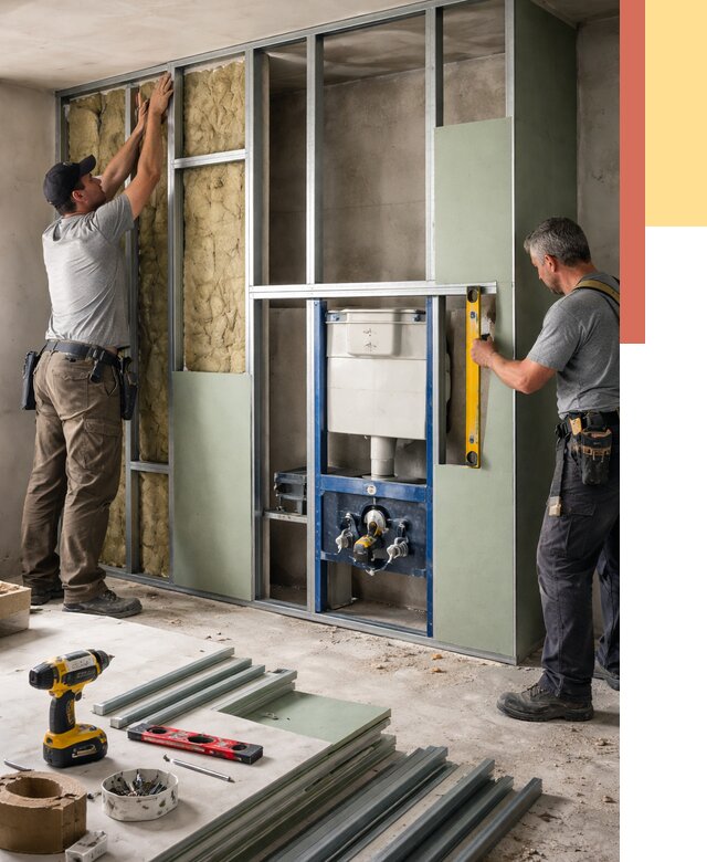 Установка сантехнических перегородок в Кисловодске от 9090 руб. | ОТДЕЛОЧНИК-Ксл