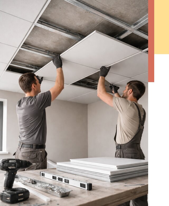 Монтаж кассетного потолка в Кисловодске от 4812 руб/м2 — установка и сборка | ОТДЕЛОЧНИК-Ксл