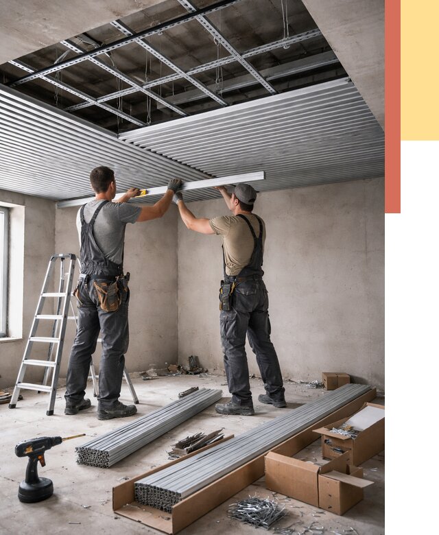 Монтаж реечного потолка в Кисловодске от 4812 руб. под ключ | ОТДЕЛОЧНИК-Ксл