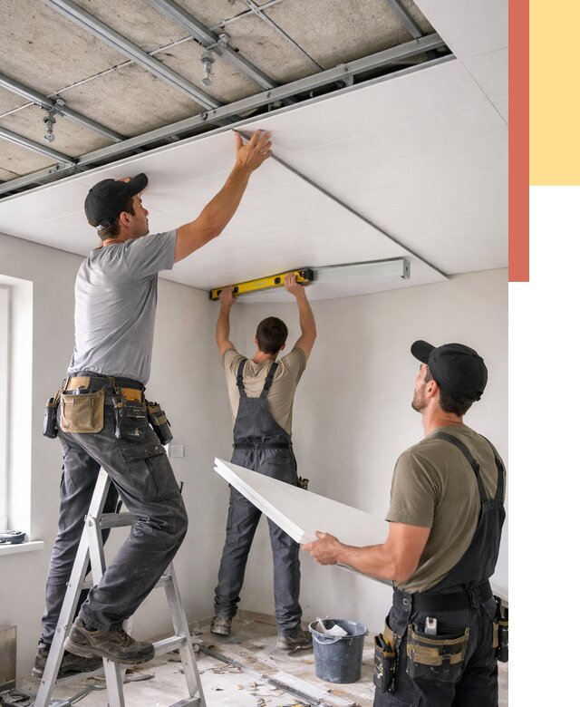 Монтаж потолка из ПВХ панелей в Кисловодске от 3743 руб./м2 — быстро и недорого | ОТДЕЛОЧНИК-Ксл