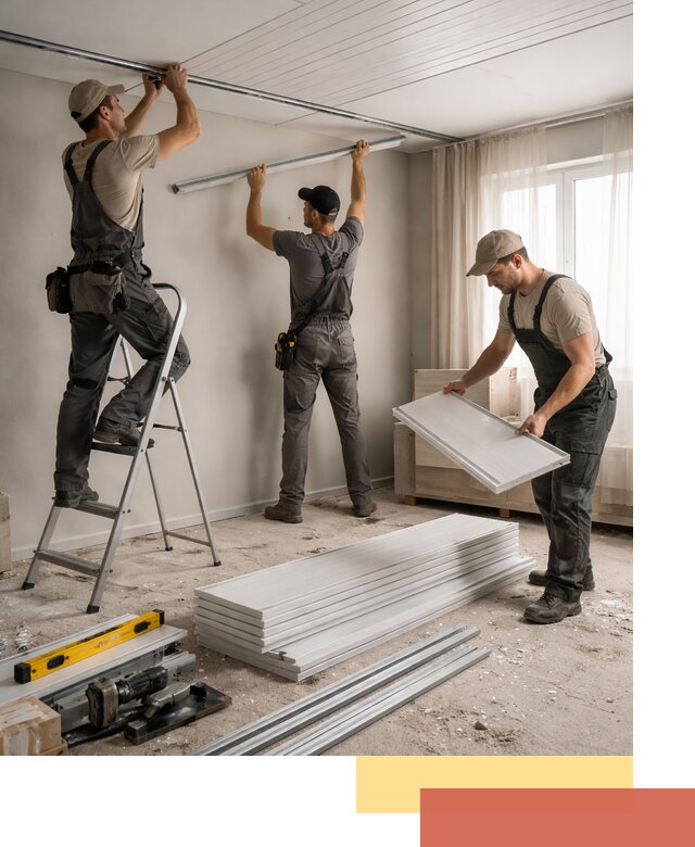 Монтаж потолка из ПВХ панелей в Кисловодске оперативно и качественно