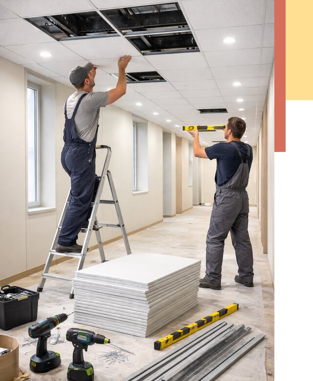 Ремонт потолка Армстронг в Кисловодске от 4812 руб. — быстро и недорого | ОТДЕЛОЧНИК-Ксл