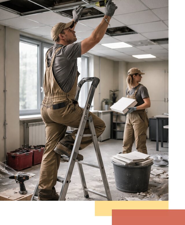 Ремонт потолка Армстронг и замена плит в Кисловодске