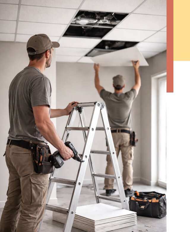 Обслуживание подвесного потолка в Кисловодске от 3743 руб. — быстро и недорого | ОТДЕЛОЧНИК-Ксл