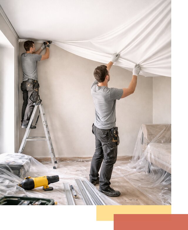 Монтаж тканевого натяжного потолка в Кисловодске недорого и быстро