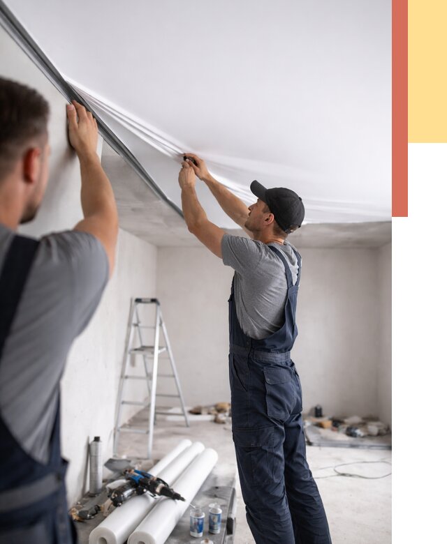 Монтаж матового натяжного потолка в Кисловодске от 4812 руб./м² — быстро и недорого | ОТДЕЛОЧНИК-Ксл