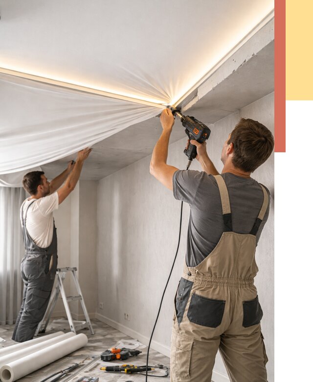 Монтаж натяжного потолка с подсветкой в Кисловодске от 1016 руб. | ОТДЕЛОЧНИК-Ксл