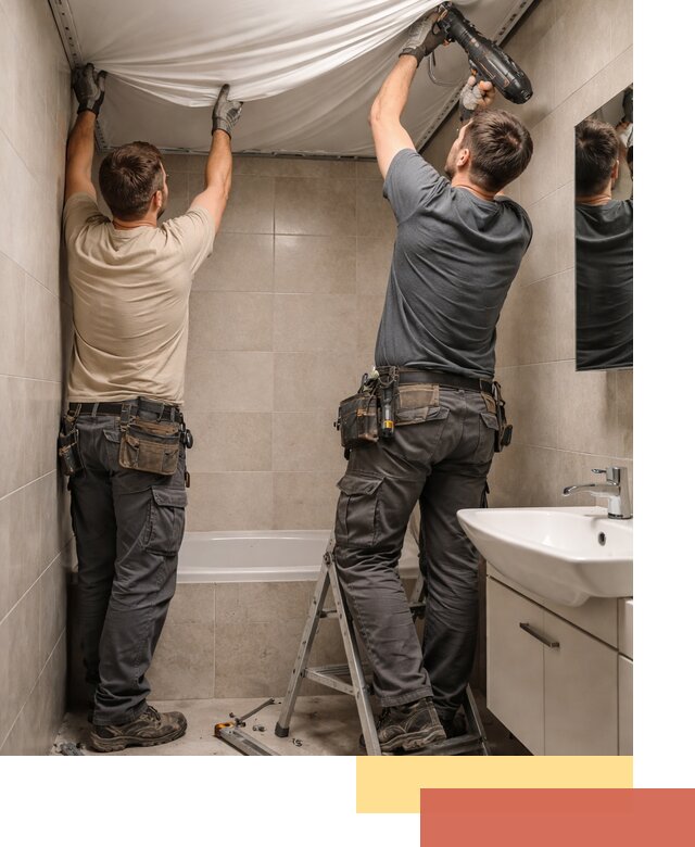 Монтаж натяжного потолка в ванной в Кисловодске быстро и качественно