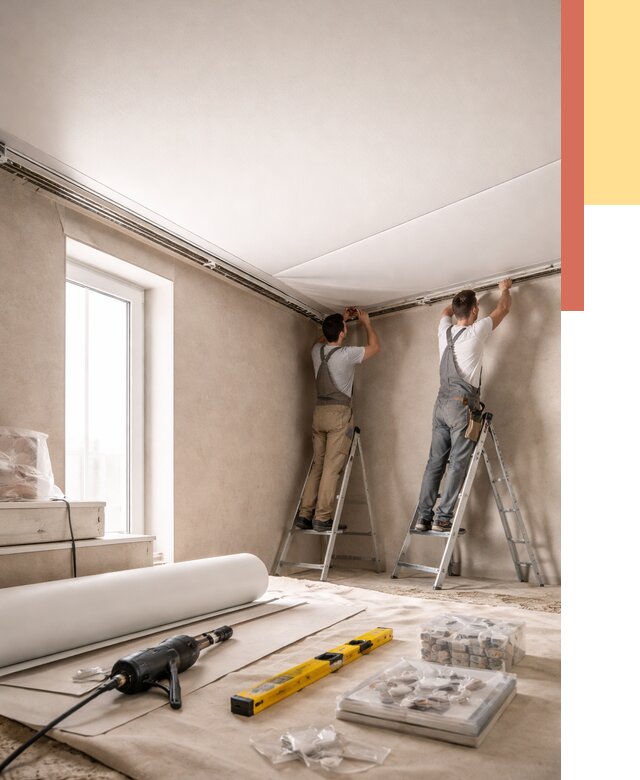 Монтаж натяжного потолка в спальне в Кисловодске от 4064 руб. под ключ | ОТДЕЛОЧНИК-Ксл