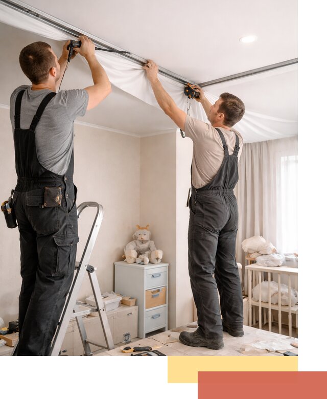 Монтаж натяжного потолка в детской комнате в Кисловодске