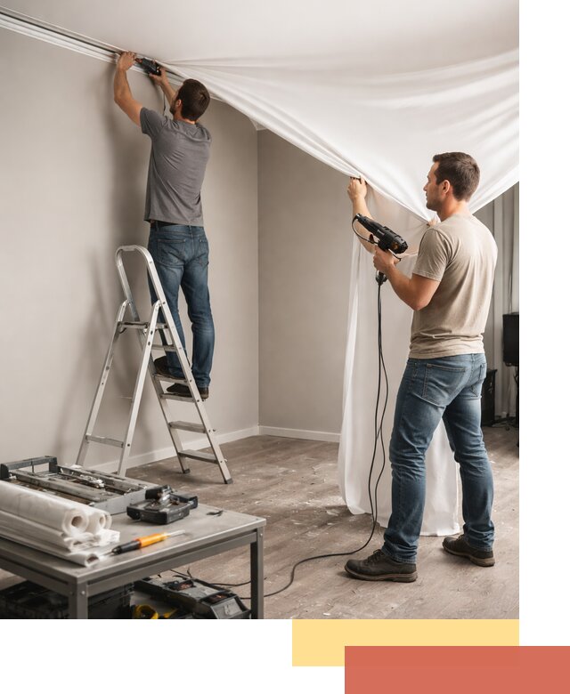 Монтаж натяжного потолка в студии в Кисловодске