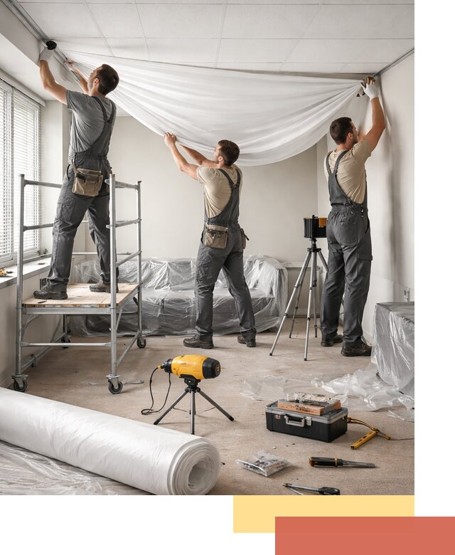 Монтаж натяжного потолка в офисе в Кисловодске