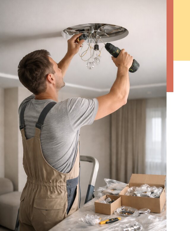 Установка люстры в натяжной потолок в Кисловодске от 1283 руб. | Быстро и недорого — ОТДЕЛОЧНИК-Ксл